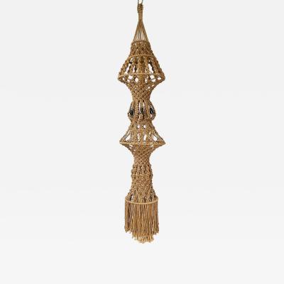 Large Vintage Macram Hand Knotted Hanging Pendant Decorative Piece