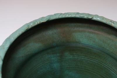 Large Vintage Matte Teal and Green Glazed Ceramic Planter Vase by Deanna Nichols
