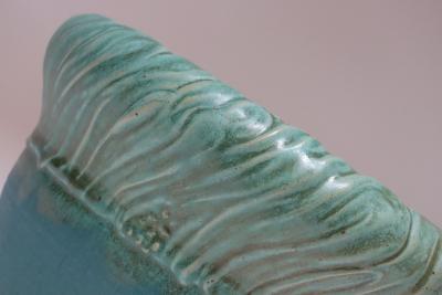 Large Vintage Matte Teal and Green Glazed Ceramic Planter Vase by Deanna Nichols