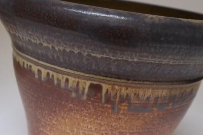 Large Vintage Studio Pottery Ombr Planter and Draining Saucer by Deanna Nichols