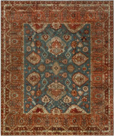 Large Vintage Turkish Oushak Handmade Wool Carpet