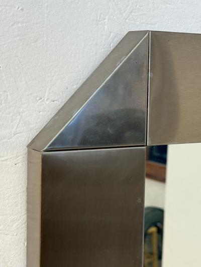 Large Wall Mirror with Wide Brushed Metal Frame