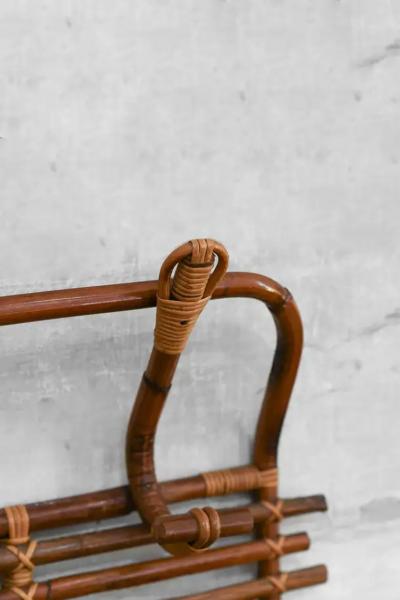 Large Wall Mounted Coat Rack In Wicker 1960s