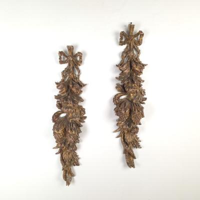 Large Well Carved Pair of Italian Giltwood Appliqu s circa 1880