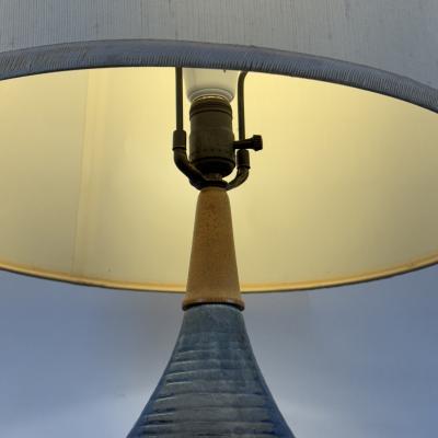 Large Whimsical Glazed Ceramic Teardrop Lamp with Original Shade