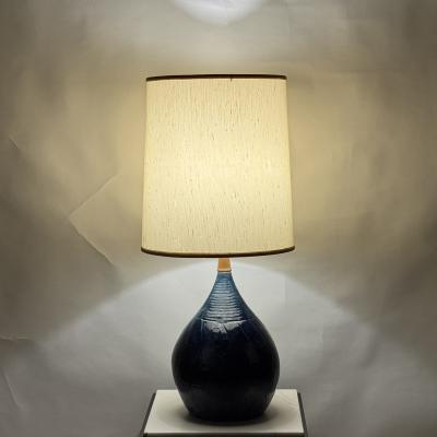 Large Whimsical Glazed Ceramic Teardrop Lamp with Original Shade