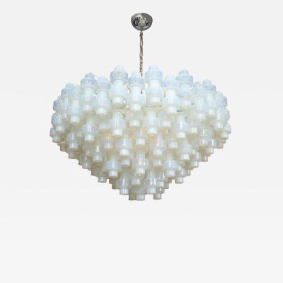 Large White Opalescent Murano Glass Chandelier