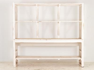 Large White Painted Wood Florists Shelf English mid 20th C