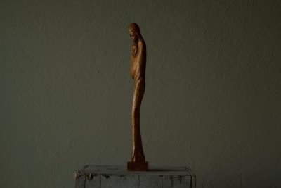 Large Woman and Child Sculpture in Hand Carved Wood Europe Mid 20th Century