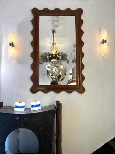 Large Wood Wave Mirror Italy