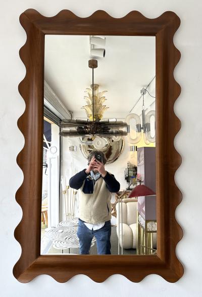 Large Wood Wave Mirror Italy