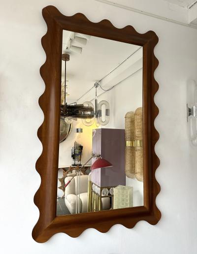 Large Wood Wave Mirror Italy