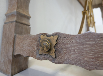 Large Wood and Travertine Console 1940s