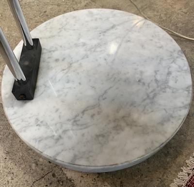 Large and Adjustable Midcentury Arc Marble and Chrome Floor Lamp Italy 1970s