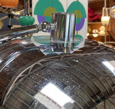 Large and Adjustable Midcentury Arc Marble and Chrome Floor Lamp Italy 1970s