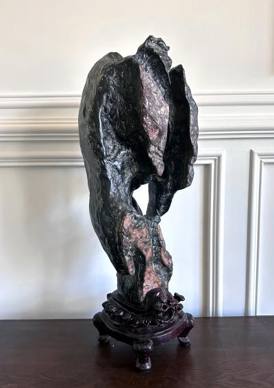 Large and Fine Chinese Scholar Rock Lingbi Stone on Display Stand