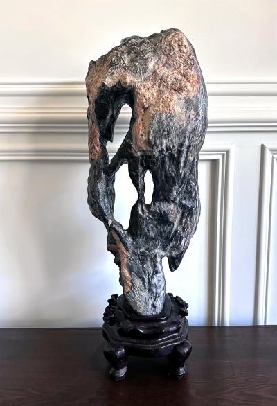 Large and Fine Chinese Scholar Rock Lingbi Stone on Display Stand