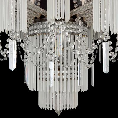Large and Impressive Bohemian Cut and Frosted Glass Chandelier