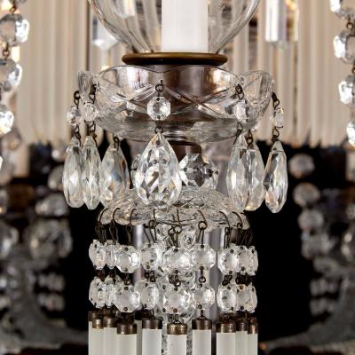 Large and Impressive Bohemian Cut and Frosted Glass Chandelier