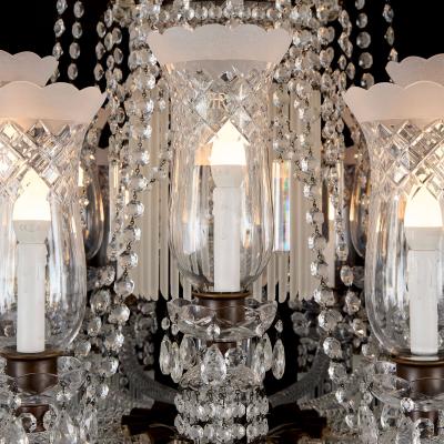 Large and Impressive Bohemian Cut and Frosted Glass Chandelier