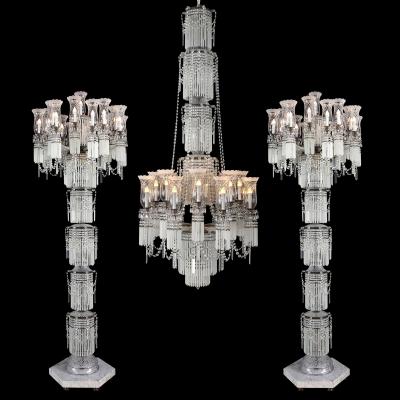 Large and Impressive Bohemian Cut and Frosted Glass Chandelier