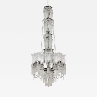 Large and Impressive Bohemian Cut and Frosted Glass Chandelier