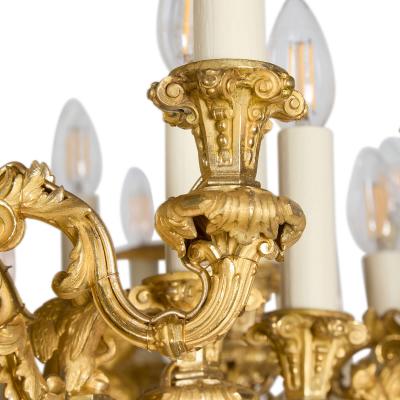 Large antique 19th century Russian ormolu chandelier