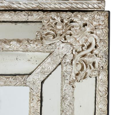 Large antique French silvered rectangular mirror