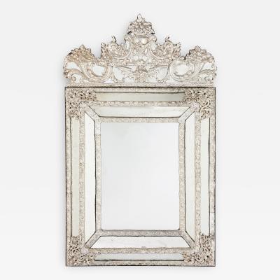 Large antique French silvered rectangular mirror