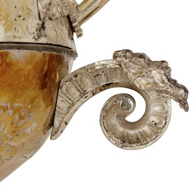 Large antique nef model in repouss silvered metal