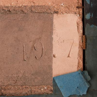 Large antique painted ceramic equestrian plaque