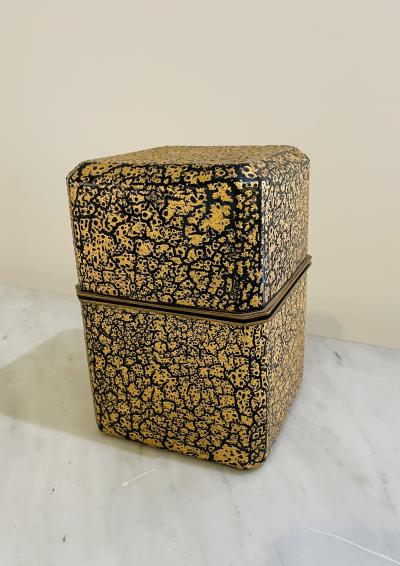 Large art glass box by Jack Ink with gilt bronze trim America 1980s 