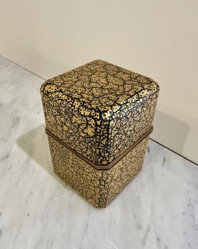 Large art glass box by Jack Ink with gilt bronze trim America 1980s 