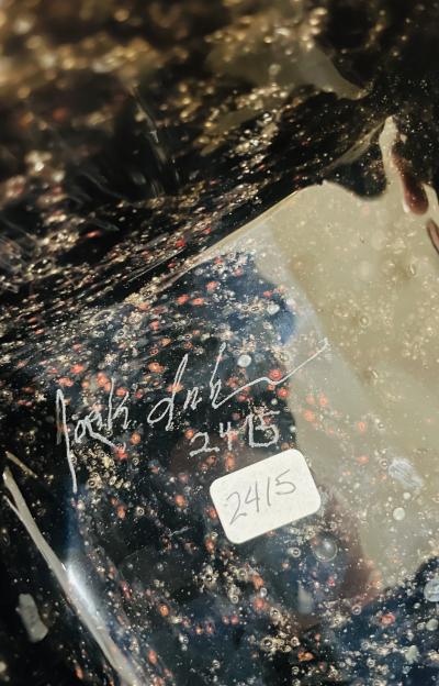 Large art glass box by Jack Ink with gilt bronze trim America 1980s 