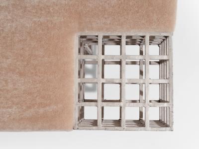 Large bench ottoman by Carla Sozzani in Milan mohair velvet 1990s