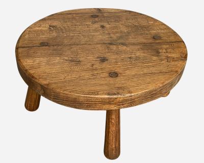 Large brutalist coffee table in solid oak Belgium or France circa 1950