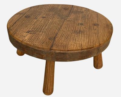Large brutalist coffee table in solid oak Belgium or France circa 1950