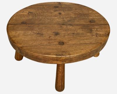 Large brutalist coffee table in solid oak Belgium or France circa 1950