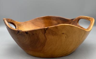 Large carved wooden basket France circa 1950