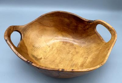 Large carved wooden basket France circa 1950