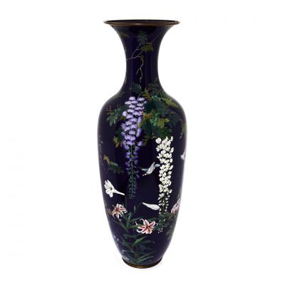 Large cloisonne enamel antique Japanese vase Meiji period