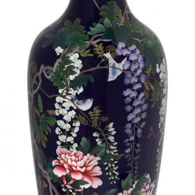 Large cloisonne enamel antique Japanese vase Meiji period