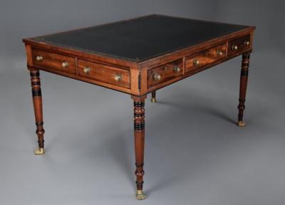 Large early 19thc Regency six drawer writing table of fine patina
