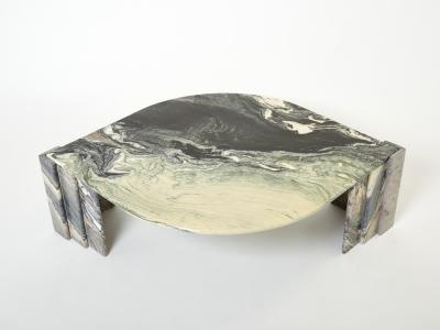 Large eye shaped Sicilian marble coffee table 1970s