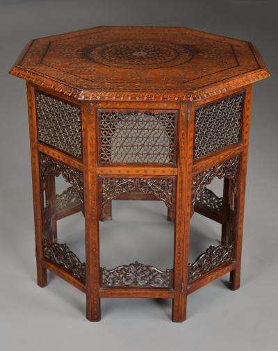 Large fine quality late 19thc Anglo Indian Hoshiarpur inlaid octagonal table