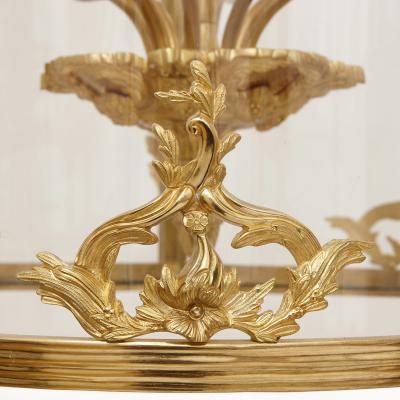 Large glass and gilt bronze hanging hall lantern