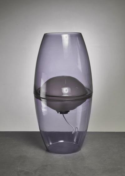 Large glass table or floor lamp in lilac