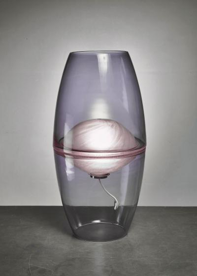 Large glass table or floor lamp in lilac