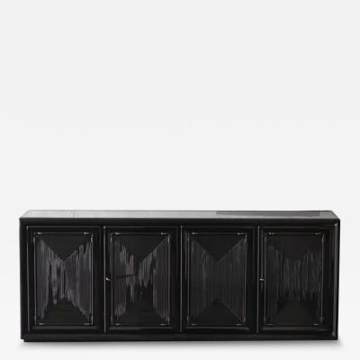 Large glossy black lacquered sideboard