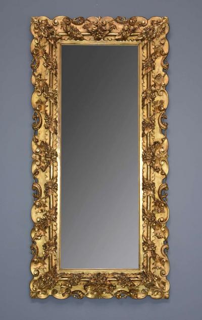 Large highly decorative mid 19th century Italian carved giltwood dressing mirror